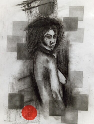 Drawing titled "Muse" by Marcos Bastos, Original Artwork, Charcoal