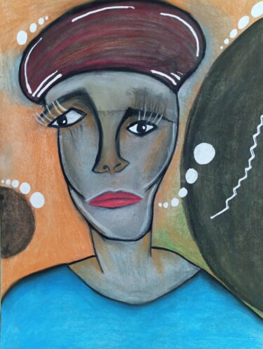 Drawing titled "Faces III" by Marcos Bastos, Original Artwork, Pastel