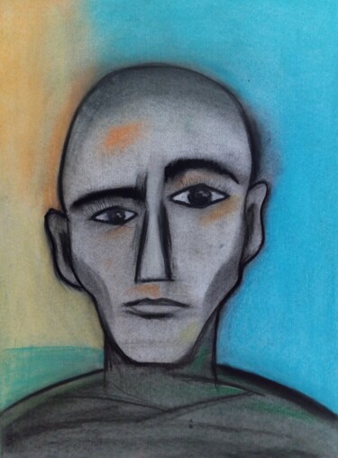 Tekening getiteld "Faces VIII" door Marcos Bastos, Origineel Kunstwerk, Pastel