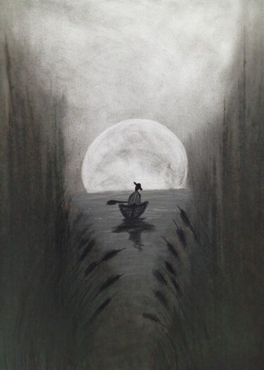 Σχέδιο με τίτλο "Viagem" από Marcos Bastos, Αυθεντικά έργα τέχνης, Κάρβουνο