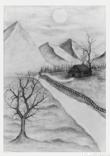 Drawing titled "Nature" by Marcos Bastos, Original Artwork, Charcoal