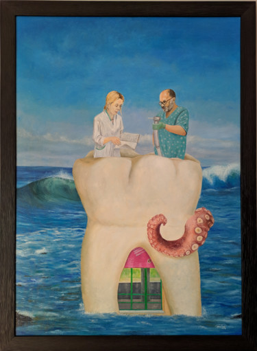 Painting titled "Jorge & Anabela -Tr…" by Marco Santos, Original Artwork, Oil Mounted on Wood Stretcher frame