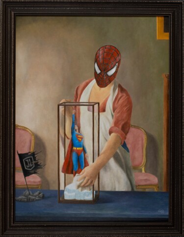 Painting titled "The figure" by Marco Santos, Original Artwork, Oil Mounted on Wood Stretcher frame