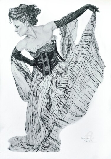 "Woman with a skirt" başlıklı Resim Marcos Herrera tarafından, Orijinal sanat, Kalem