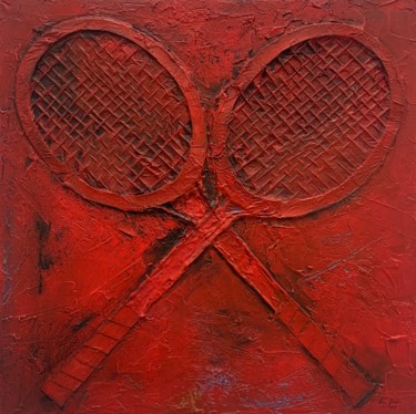 Malerei mit dem Titel "viejas raquetas" von Marcos Sánchez, Original-Kunstwerk, Acryl