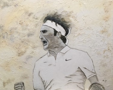 Painting titled "Federer" by Marcos Sánchez, Original Artwork, Acrylic