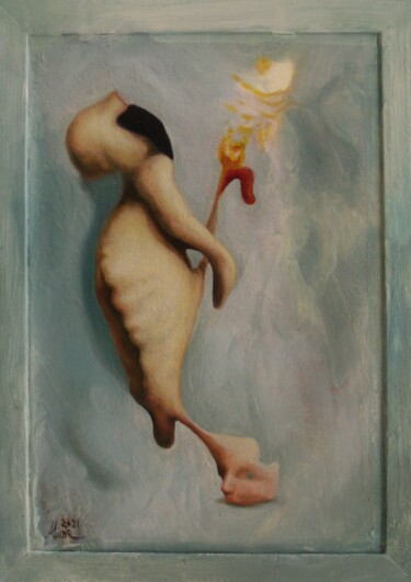 Painting titled "Alquimista" by Marcos Tedeschi, Original Artwork, Oil Mounted on Wood Panel