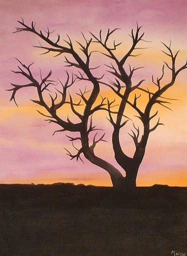 Painting titled "Baren Tree" by Paul Marco, Original Artwork, Gouache