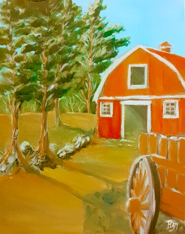 Painting titled "BarnHouse" by Marcel Ramet, Original Artwork, Acrylic
