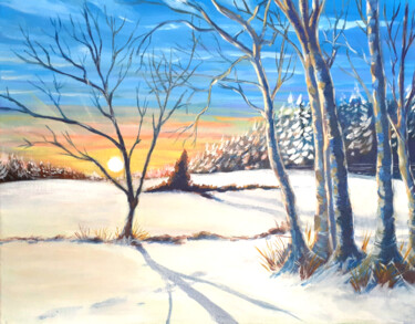 Painting titled "WinterSunset" by Marcel Ramet, Original Artwork, Acrylic