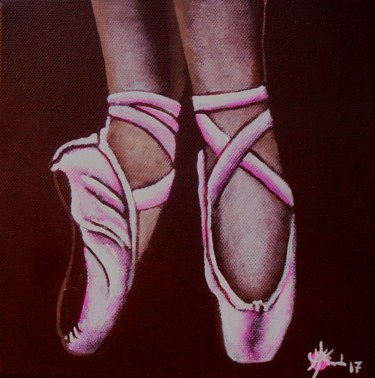 Peinture intitulée "Chaussons roses" par Marc Parmentier, Œuvre d'art originale, Acrylique Monté sur Châssis en bois