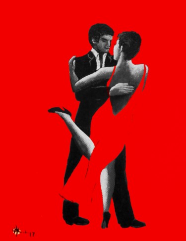 Pintura titulada "Tango rouge XXI" por Marc Parmentier, Obra de arte original, Acrílico Montado en Bastidor de camilla de ma…