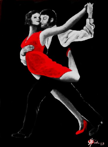 Картина под названием "Tango noir XI" - Marc Parmentier, Подлинное произведение искусства, Акрил