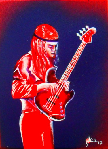 Painting titled "Jaco Pastorius" by Marc Parmentier, Original Artwork, Acrylic Mounted on Wood Stretcher frame