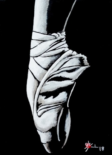 Ζωγραφική με τίτλο "Pointe blanche" από Marc Parmentier, Αυθεντικά έργα τέχνης, Ακρυλικό Τοποθετήθηκε στο Ξύλινο φορείο σκελ…