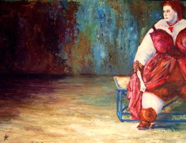 Pintura titulada "Opéra rouge et bleu" por Marc Parmentier, Obra de arte original, Oleo Montado en Panel de madera