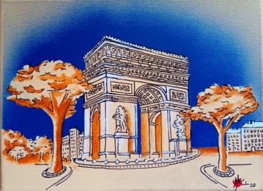 Painting titled "Arc de Triomphe II" by Marc Parmentier, Original Artwork, Acrylic Mounted on Wood Stretcher frame