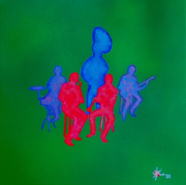 Pittura intitolato "Jazz Psychadélique" da Marc Parmentier, Opera d'arte originale, Acrilico Montato su Telaio per barella i…