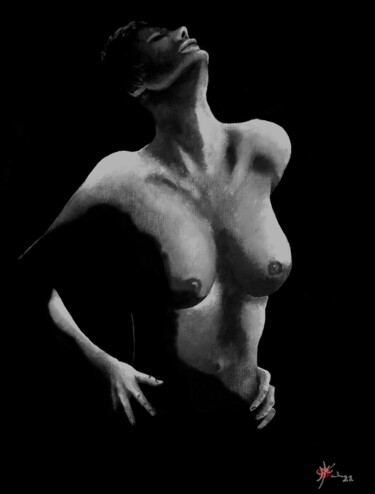 Картина под названием "Régine" - Marc Parmentier, Подлинное произведение искусства, Акрил Установлен на Деревянная рама для…