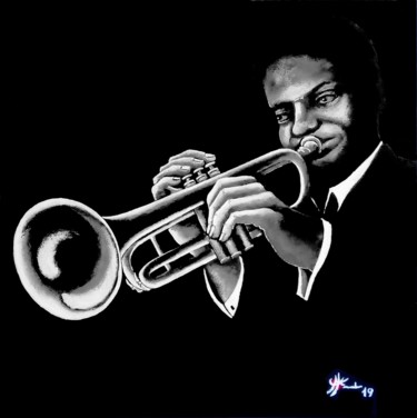 Painting titled "Clifford Brown" by Marc Parmentier, Original Artwork, Acrylic Mounted on Wood Stretcher frame