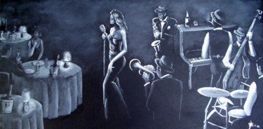 Painting titled "Night club" by Marc Parmentier, Original Artwork, Acrylic Mounted on Wood Stretcher frame