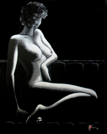 Malerei mit dem Titel "Jacqueline" von Marc Parmentier, Original-Kunstwerk, Acryl Auf Keilrahmen aus Holz montiert