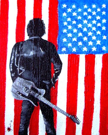 Peinture intitulée "Born in the USA" par Marc Parmentier, Œuvre d'art originale, Huile