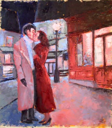 Peinture intitulée "les amoureux de Mon…" par Marc Parmentier, Œuvre d'art originale, Huile