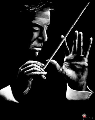 Painting titled "KARAJAN" by Marc Parmentier, Original Artwork, Acrylic Mounted on Wood Stretcher frame