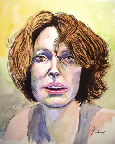 Painting titled "Caterina MURINO" by Marc Parmentier, Original Artwork, Watercolor