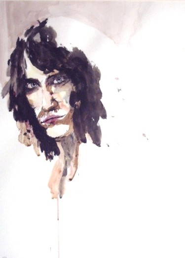 Painting titled "Patti SMITH" by Marc Parmentier, Original Artwork, Watercolor