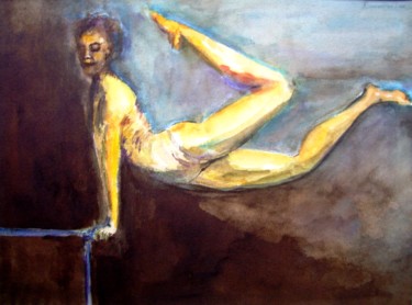 Painting titled "Apesanteur" by Marc Parmentier, Original Artwork, Watercolor