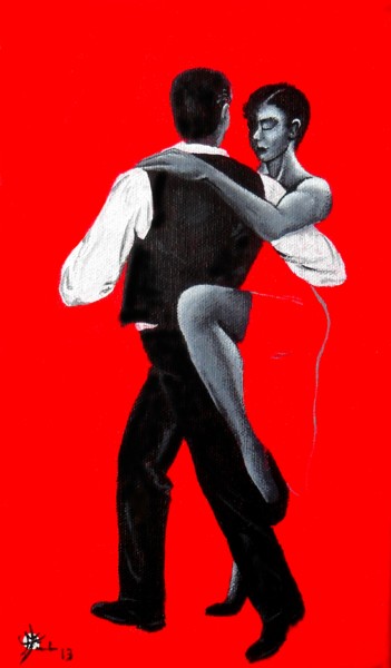 Pintura titulada "Tango rouge XII" por Marc Parmentier, Obra de arte original, Acrílico Montado en artwork_cat.