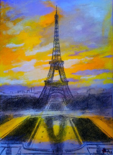 Картина под названием "Crépuscule sur la t…" - Marc Parmentier, Подлинное произведение искусства, Акрил Установлен на Деревя…