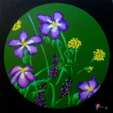 Peinture intitulée "Prairie en fleurs" par Marc Parmentier, Œuvre d'art originale, Acrylique Monté sur Châssis en bois