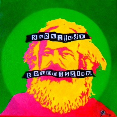 Painting titled "Karl Marx" by Marc Parmentier, Original Artwork, Acrylic Mounted on Wood Stretcher frame