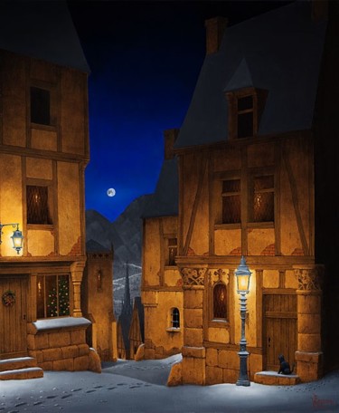 Peinture intitulée "nuit de noel" par Marc Peltzer, Œuvre d'art originale