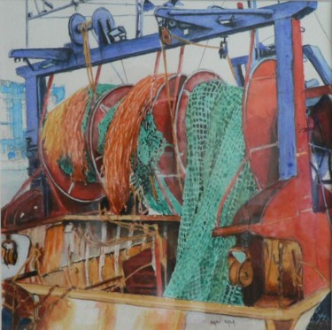 Peinture intitulée "bateau de pêche 1" par Marc Rabal, Œuvre d'art originale