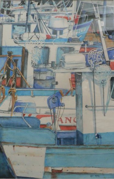 Peinture intitulée "bateau de pêche 4" par Marc Rabal, Œuvre d'art originale