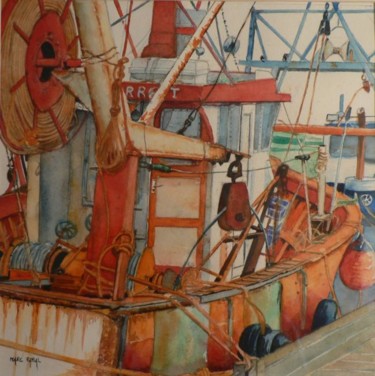 Peinture intitulée "bateau de pêche 5" par Marc Rabal, Œuvre d'art originale