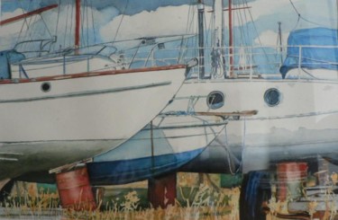 Peinture intitulée "bateau de pêche 7" par Marc Rabal, Œuvre d'art originale