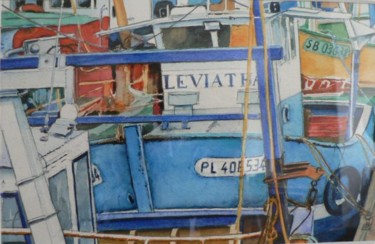 Peinture intitulée "bateau de pêche 14" par Marc Rabal, Œuvre d'art originale
