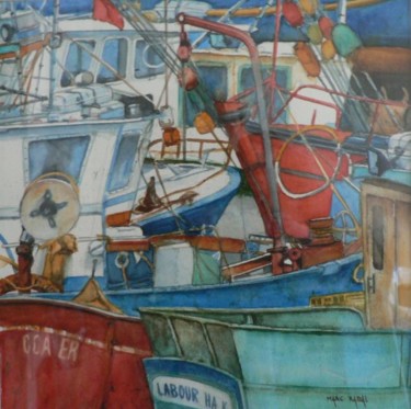 Peinture intitulée "Bateau de pêche 15" par Marc Rabal, Œuvre d'art originale