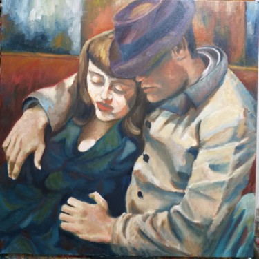 Peinture intitulée "couple enlacé,homme…" par Marc Sellam, Œuvre d'art originale, Huile