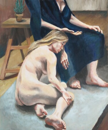 Malarstwo zatytułowany „Dans l'atelier.” autorstwa Marc Sellam, Oryginalna praca, Olej