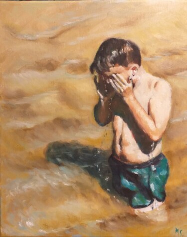 Malerei mit dem Titel "Après la vague." von Marc Sellam, Original-Kunstwerk, Öl