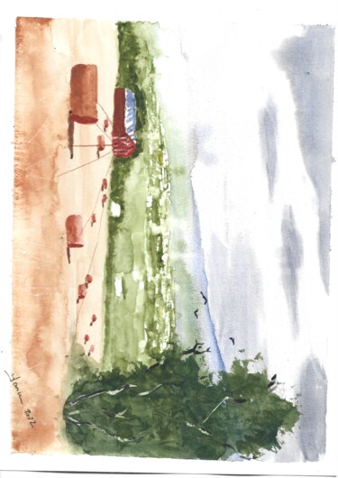 Painting titled "Zona Rural" by Marcus Araújo De Caldevilla, Original Artwork, Watercolor