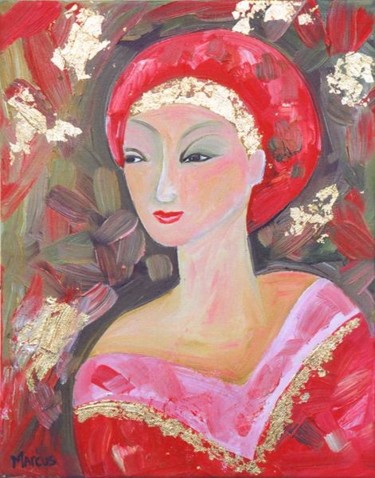 Painting titled "LADY 5" by Leslie Marcus, Original Artwork, Oil