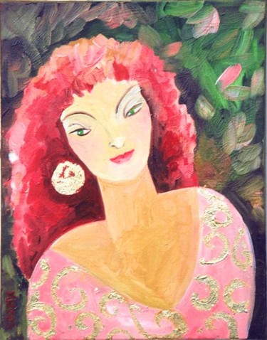 Painting titled "LADY 7" by Leslie Marcus, Original Artwork, Oil