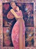 Painting titled "EMBRACE II" by Leslie Marcus, Original Artwork, Oil